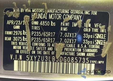 2013 Hyundai Santa Fe Sport из США, поврежденный, VIN 5XYZU3LB5DG085735